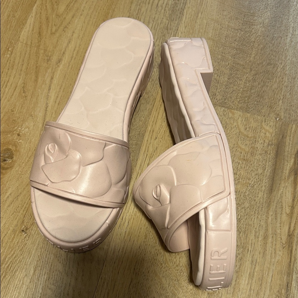 Valentino Garavani Blush Embossed Slide Sandals